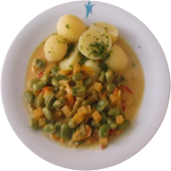 Vegan: Steckrüben-Bohnen-Paprika-Curry mit Chili (18,81) 