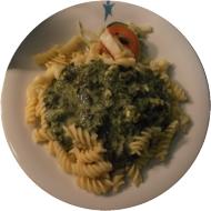 Ricotta-Spinat-Pasta mit Frischkäse und Blattspinat (19,49,81)