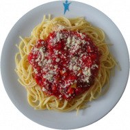 Spaghetti al Arabbiata mit Parmesankäse (2,15,19,47,81)