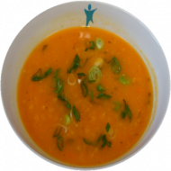 Rote Linsen-Gemüse-Suppe (21) frisches Pitabrot (81)