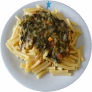 Vegan: Maccheroni und Spinat-Soße mit Tomatenwürfel (18,81)