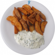 Gebackene Kartoffelspalten mit Kräuterquark-Dip (19)