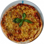 Pizza „Quattro Formaggi“ mit Gorgonzola, Hirtenkäse, Mozzarella und Gouda (19,22,49,81)