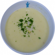 Spargelcremesuppe (19) dazu Fladenbrot (81)