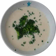 Brokkoli-Blumenkohl-Suppe (19,81), dazu Roggenmischbrot (81,82,83)