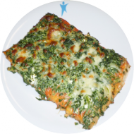 Pizza Ricotta Spinaci (13,19)mit Frischkäse und Spinat(81)