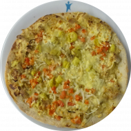 Sie können aus 5 verschiedenen Pizzavariationen wählen. Heutige Tagesempfehlung: Pizza 'Saloniki' mit Gyros, Tomate, Zaziki und Hirtenkäse (19,49,81) 