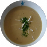 Waldpilz-Kartoffel-Suppe (3,19,21) dazu Brötchen „Körnerecke“ (17,23,81,82,83,84)