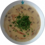 Champignoncremesuppe (19,81) dazu Natursauerteigbrot (81,82)