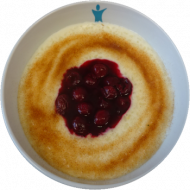 „Mensa-Klassiker“: Milchreis mit Sauerkirschen, Zucker und Zimt (19) dazu zerlassene braune Butter (19)